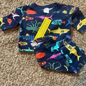 NWT Hanna Andersson size 8 pajama set short sleeve and shorts set aquarium print